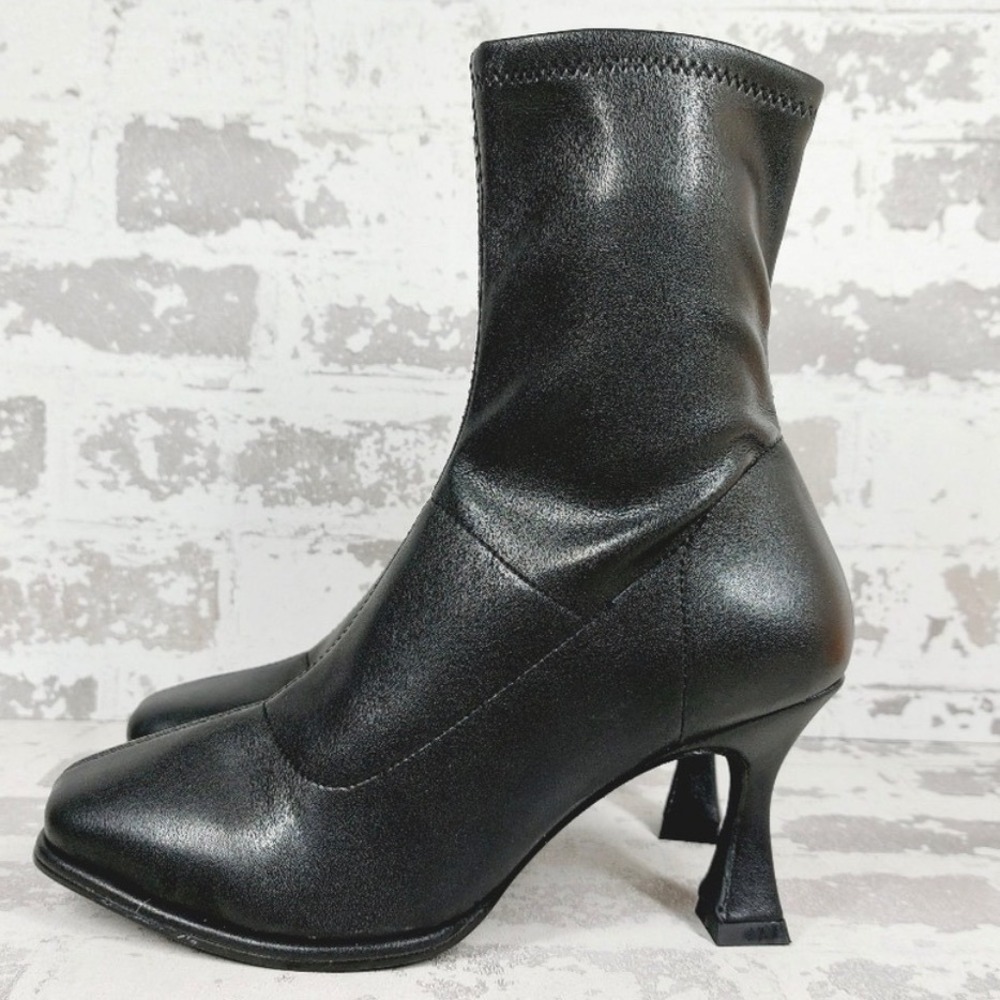 Seychelles Paragon Womens Black Leather Square Toe Flared Heel Ankle Boots 10